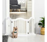 Pawhut Freestanding Pet Gate Safety Barrier 3 Pannel W/ Support Feet White