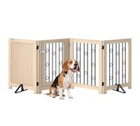 PawHut Freestanding Pet Gate with Lockable Door 205 x 30.5 x 70 cm Oak