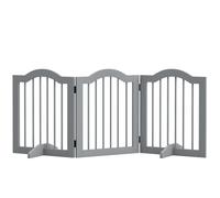 PawHut Freestanding Pet Gate Barrier 3 Pannel w/ Support Feet Light Grey, Grey