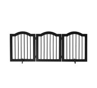 Pawhut Freestanding Pet Gate Wooden Dog Gate With Support Feet For Doorway Stairs In Black Black