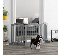 Pawhut Freestanding Pet Gate Wooden Dog Gate With Support Feet For Doorway Stairs In Light Grey Light Grey