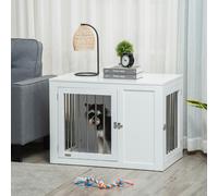 Pawhut Furniture Style Dog Crate With Two Doors, End Table Pet Cage Kennel In White White