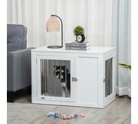 Furniture-Style Dog Crate End Table w/ 2 Doors, for Medium Dogs Pawhut