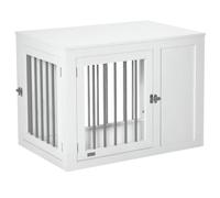 PawHut Furniture Style Dog Crate for Medium Dogs 92 x 59 x 67 cm White | Two Doors, End Table Pet Cage Kennel with Locks