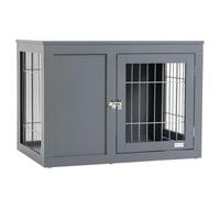PawHut Furniture Style Dog Crate for Medium Dogs End Table Pet Cage Grey