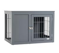 Furniture-Style Dog Crate End Table with Two Doors PawHut Grey One Size