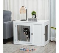 PawHut Furniture Style Dog Crate with Two Doors, End Table Pet Cage Kennel with Locks, for Medium Dogs - White White