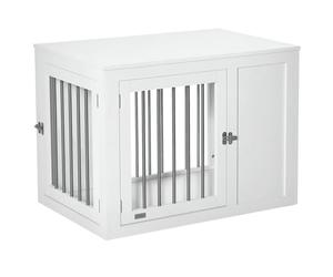 PawHut Furniture Style Dog Crate with Two Doors, End Table Pet Cage Kennel with Locks, for Medium Dogs, 92 x 59 x 67 cm, White