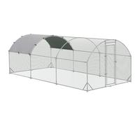PawHut Galvanised Chicken Coop Large with Cover 5.7x2.8x2m Hen House for Hens Outdoor Durable Secure Aosom UK