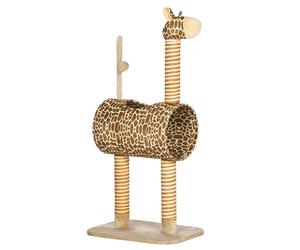 PawHut Giraffe Cat Tree, Indoor Play Tower with Scratching Posts, Tunnel, Ball Toy, 48.5 x 34.5 x 101 cm Aosom UK