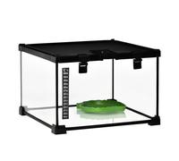 PawHut Glass Reptile Terrarium Insect Breeding Tank Vivarium Habitats with Thermometer for Lizards, Horned Frogs, Snakes, Spiders - Small 30 x 30 x 20cm