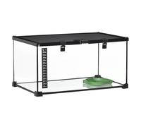 PawHut Glass Reptile Terrarium Insect Breeding Tank Vivarium Habitats with Thermometer for Lizards, Horned Frogs, Snakes, Spiders - Medium 50 x 30 x 25cm