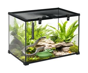 PawHut Glass Reptile Terrarium Insect Breeding Tank Vivarium Habitats with Thermometer for Lizards, Horned Frogs, Snakes, Spiders - Large 50 x 30 x 35cm