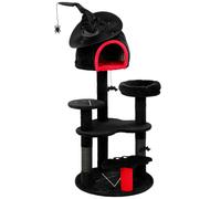 PawHut Gothic Cat Tree, 155cm Cat Tower for Indoor Kittens, Multi-Level Stable Kitten Activity Centre, Black, Halloween