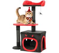 PawHut Gothic Cat Tree with Scratching Posts, Black, Halloween