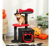 Gothic Cat Tree with Scratching Posts, Black, Halloween PawHut Black One Size