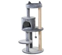 PawHut Grey 3-Tier Cat Tree With Scratching Posts | Cat Tree House