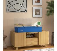 PawHut Small Animal Cage, Rabbit Guinea Pig Hutch, Pet Playhouse, Blue, Blue