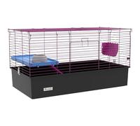 Pawhut Small Animal Cage, Rabbit Guinea Pig Hutch, Pet Playhouse In Black Black