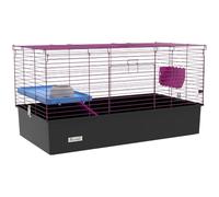 PawHut Guinea Pig Cage for Hedgehog Rabbit with Dish, 99x52x53cm, Black | Small Animal Cage, Dish, Water Bottle