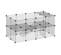 Pawhut Guinea Pig Playpen Rabbit Playpen Metal Wire Fence Indoor Outdoor Small Animal Cage 36 Panel Enclosure Black Aosom UK