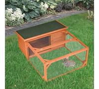 PawHut Guinea Pigs Hutches Small Animal House Off-ground Ferret Bunny Cage Backyard w/ Openable Main House & Run Roof 125.5 x 100 x 49cm Aosom UK