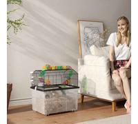 PawHut Hamster Cage, 2 Tier Gerbil Cage with 31cm Deep Tray, Tube System, Water Bottle, Ramp, Feeding Bowl, 58 x 43 x 57cm, Multicoloured