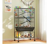 PawHut 5 Tier Hamster and Gerbil Cage with Storage on Wheels