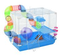 Pawhut Hamster Cage Carrier Small Animal House W/ Exercise Wheels Tunnel Tube