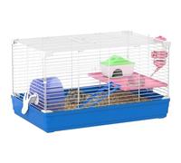 PawHut Hamster Cage Small Gerbil Cage 2 Tiers Portable w/Handle, Blue