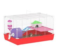 PawHut Hamster Cage, Small Gerbil Cage 2 Tiers Portable w/ Handle, Exe