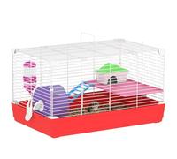 PawHut Hamster Cage, Small Gerbil Cage, 2 Tiers, Portable with Handle