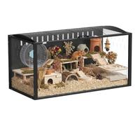 PawHut Hamster Cage Steel Frame Chewproof, 105L x 51W x 53H cm | Large Rat Cage, Openable Top, Deep Burrow, Transparent Small Animal Habitat for Dwarf Syrian Hamster, Gerbil, Rats