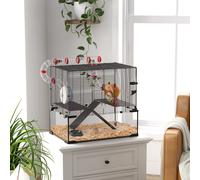 PawHut Large Hamster Cage Gerbil Cage with Deep Glass Bottom 60 x 40 x 57cm
