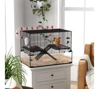 Pawhut Hamster Cage W/ Tunnels, Tubes, Ramps, Platforms, Hut, 78.5 X 48.5 X 57Cm