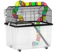 PawHut Hamster Cage with 31cm Deep Tray, Tube System, 58 x 43 x 57cm, Multi