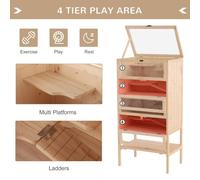 PawHut Hamster Cage Wooden Mouse Rodent Small Pet Animals 4 Laryers Tall Bottom
