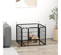 Pawhut Heavy Duty 4 Panel Pet Playpen Folding Metal Dog Crate Kennel In Grey Grey