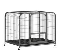 PawHut Heavy Duty Dog Crate, Large Dog Cage with Wheels and Tray