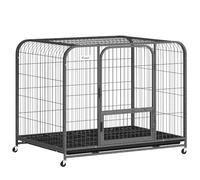 PawHut Heavy Duty Dog Crate for Large Breeds 109 x 72 x 85 cm Black | Large Dog Cage, Puppy Kennel, Lockable Wheels, Removable Tray, 3 Doors, Indoor Outdoor