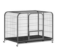 PawHut Heavy Duty Dog Crate for Large Breeds 116 x 77 x 88 cm Black | Large Dog Cage, Puppy Kennel, Lockable Wheels, Removable Tray, 3 Doors, Indoor Outdoor