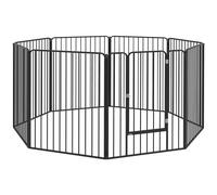 PawHut 100cm 8 Panels Heavy-Duty Dog Playpen for S/M Dogs, Black