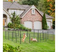 Pawhut Heavy Duty Puppy Play Pen, 16 Panels Pet Pen, For Indoors, Outdoors In Grey Grey