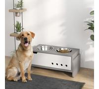Pawhut Height Adjustable Dog Feeding Storage W/ 2 Stainless Steel Bowls