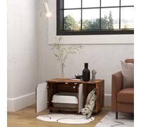 PawHut Hidden Litter Box, Cat Litter Box Furniture, 2-in-1 Design with Double Doors, Sand Drain Pad, for Indoor Use, 80 x 48 x 48cm - Rustic Brown