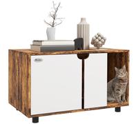 PawHut Hidden Cat Litter Box Furniture, with Sand Drain Pad - Rustic Brown