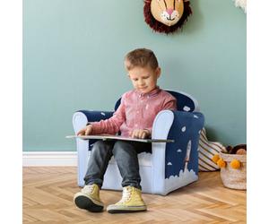 PawHut Homcom Kids Armchair Toddler Sofa Foam Filled Upholstered Couch Rocket
