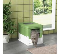 PawHut Hooded Cat Litter Box, Pet Toilet w/Scoop, Tray - Light Green