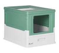 PawHut Cat Litter Tray with Hood Enclosed Cat Litter Box Pet Toilet w/ Lid, Scoop, Front Entry, 47.5 x 35.5 x 36.7cm - Green