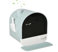 PawHut Hooded Cat Litter Tray with Slide-Out Drawer 43 x 44 x 47cm Green